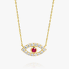 Round Evil Eye Red Ruby Pendant Yellow Gold