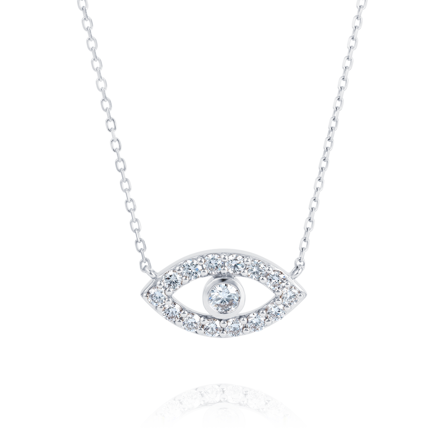 Round Evil Eye Lab-Grown Diamond Pendant White Gold