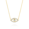 Round Evil Eye Natural Diamond Pendant Yellow Gold