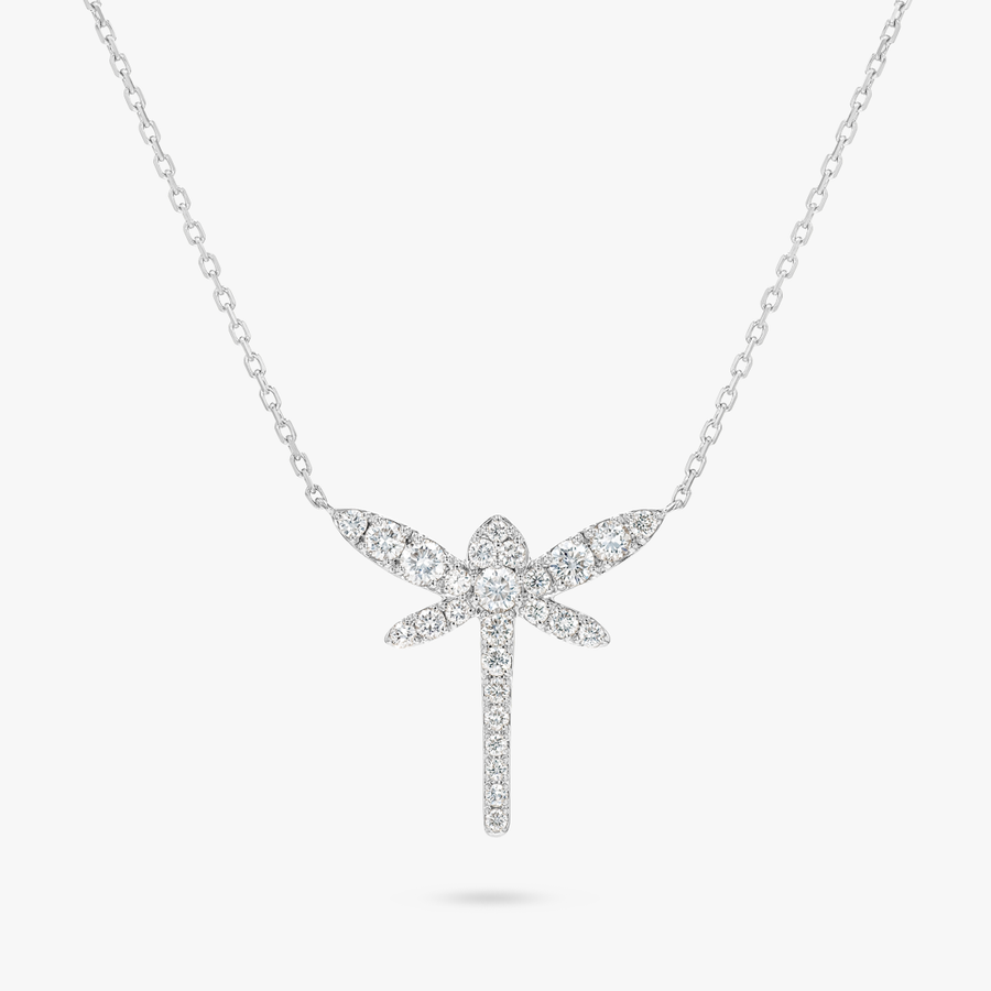 Dragonfly Natural Diamond Pendant White Gold