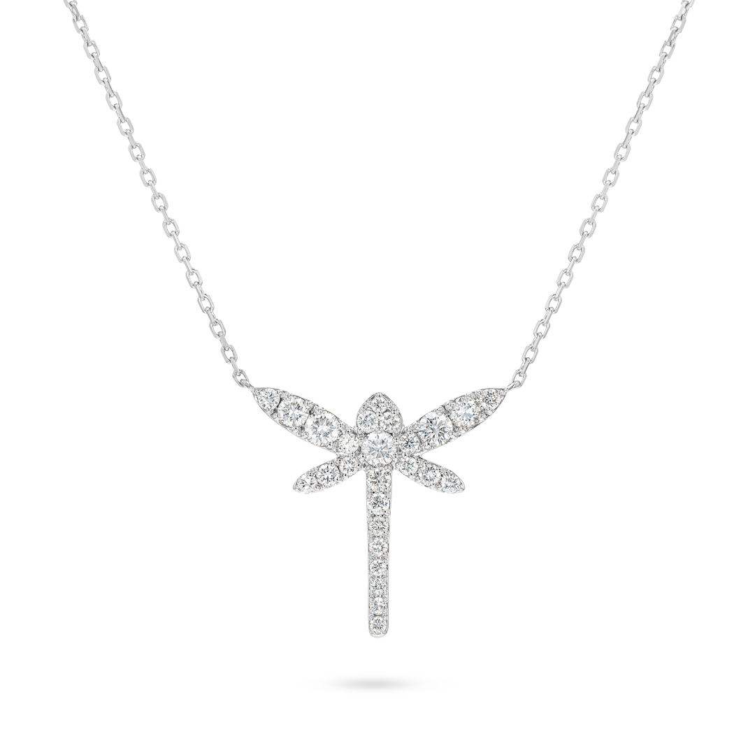 Dragonfly Natural Diamond Pendant White Gold