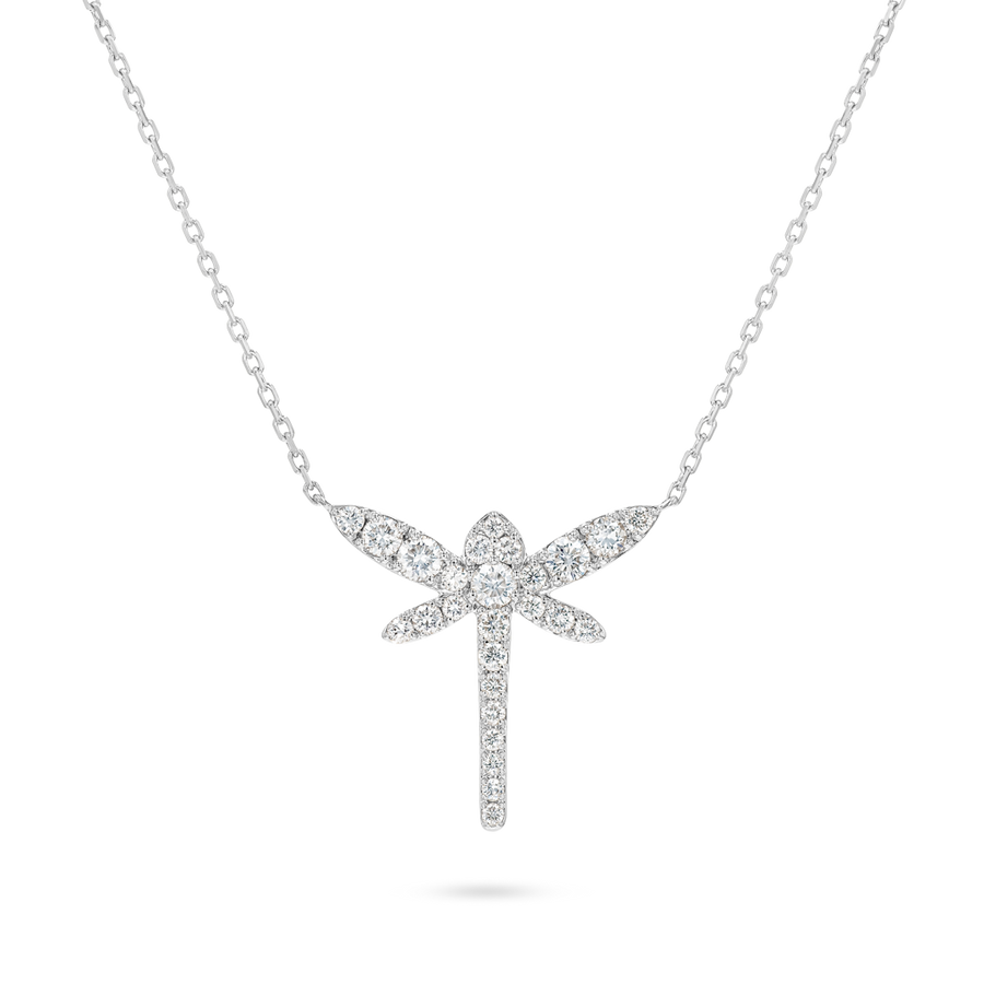 Dragonfly Natural Diamond Pendant White Gold