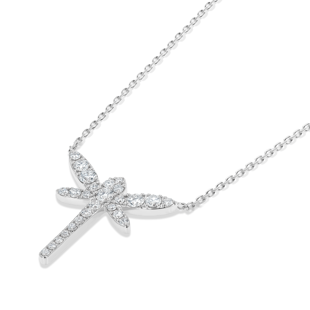 Dragonfly Natural Diamond Pendant White Gold
