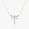 Dragonfly Natural Diamond Pendant Yellow Gold