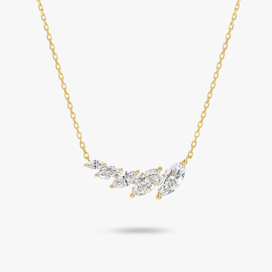 Marquise Lab-Grown Diamond Wing Pendant Yellow Gold