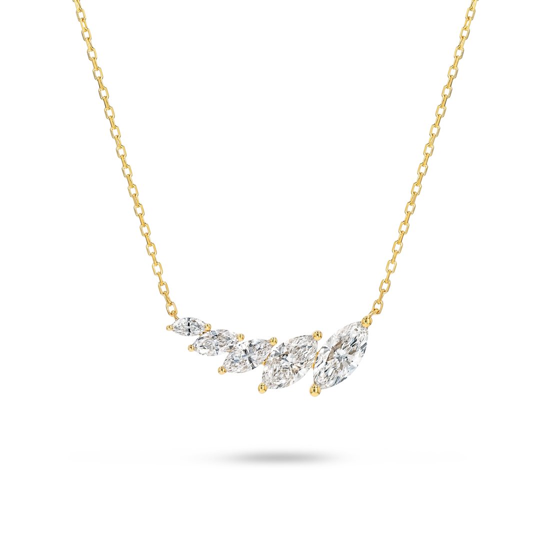 Marquise Natural Diamond Wing Pendant Yellow Gold
