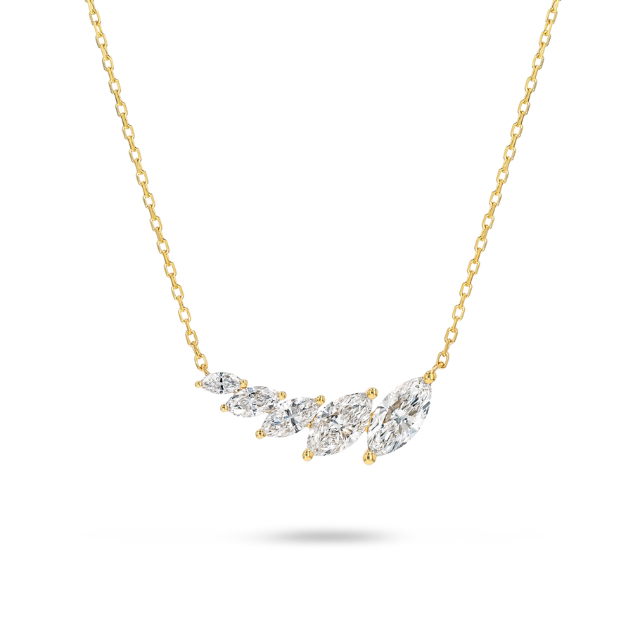 Marquise Natural Diamond Wing Pendant Yellow Gold