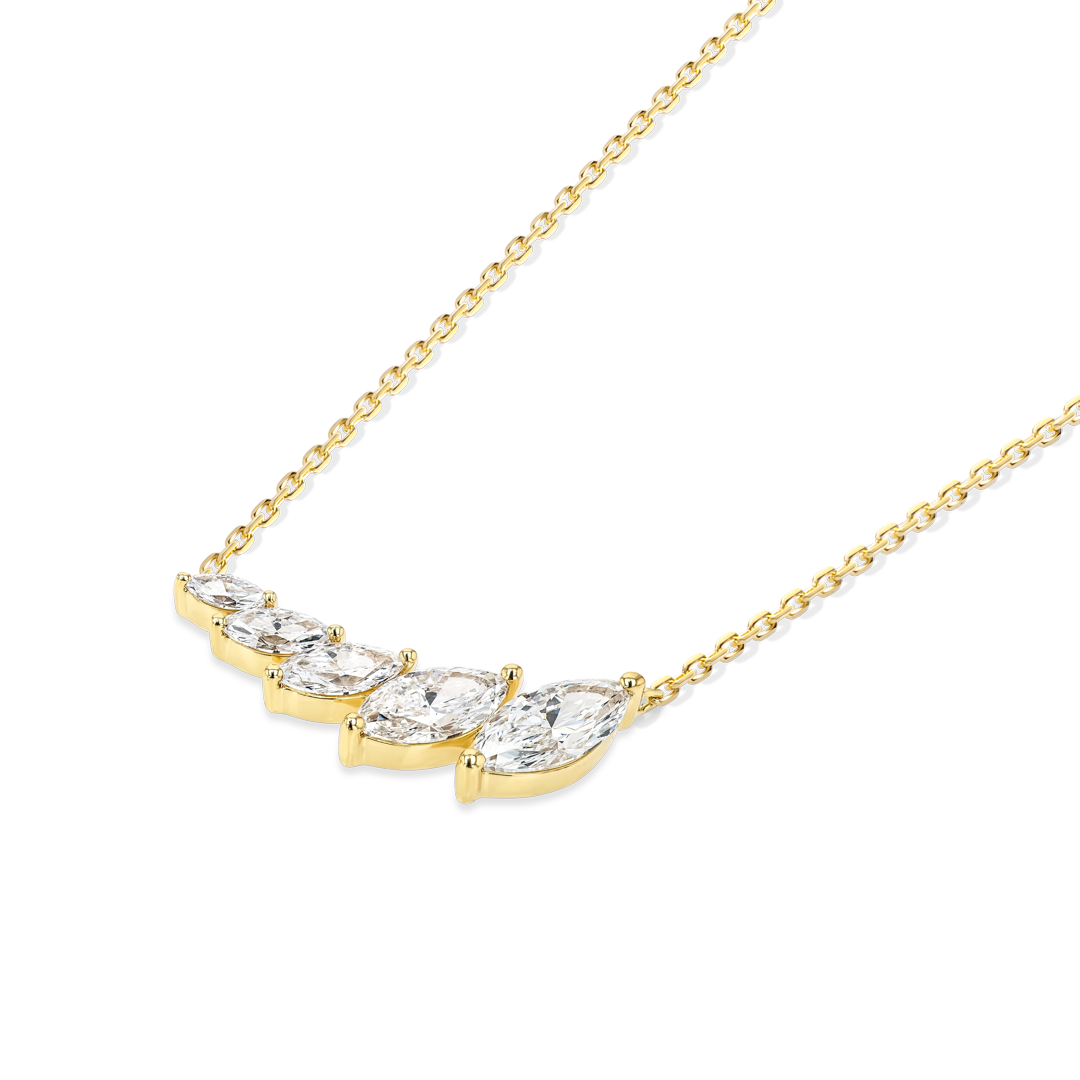 Marquise Natural Diamond Wing Pendant Yellow Gold
