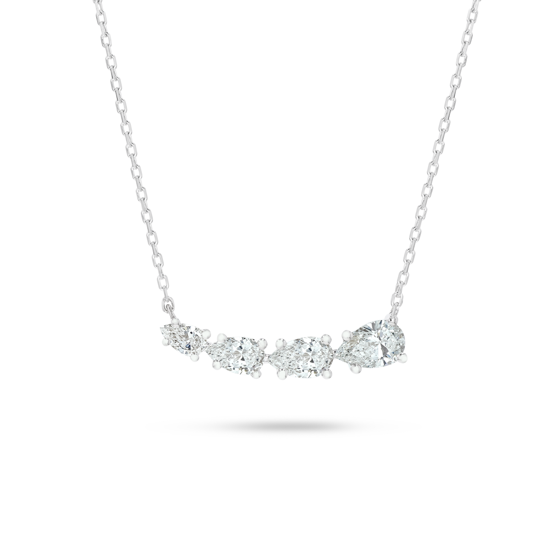 Pear Natural Diamond Wing Pendant White Gold