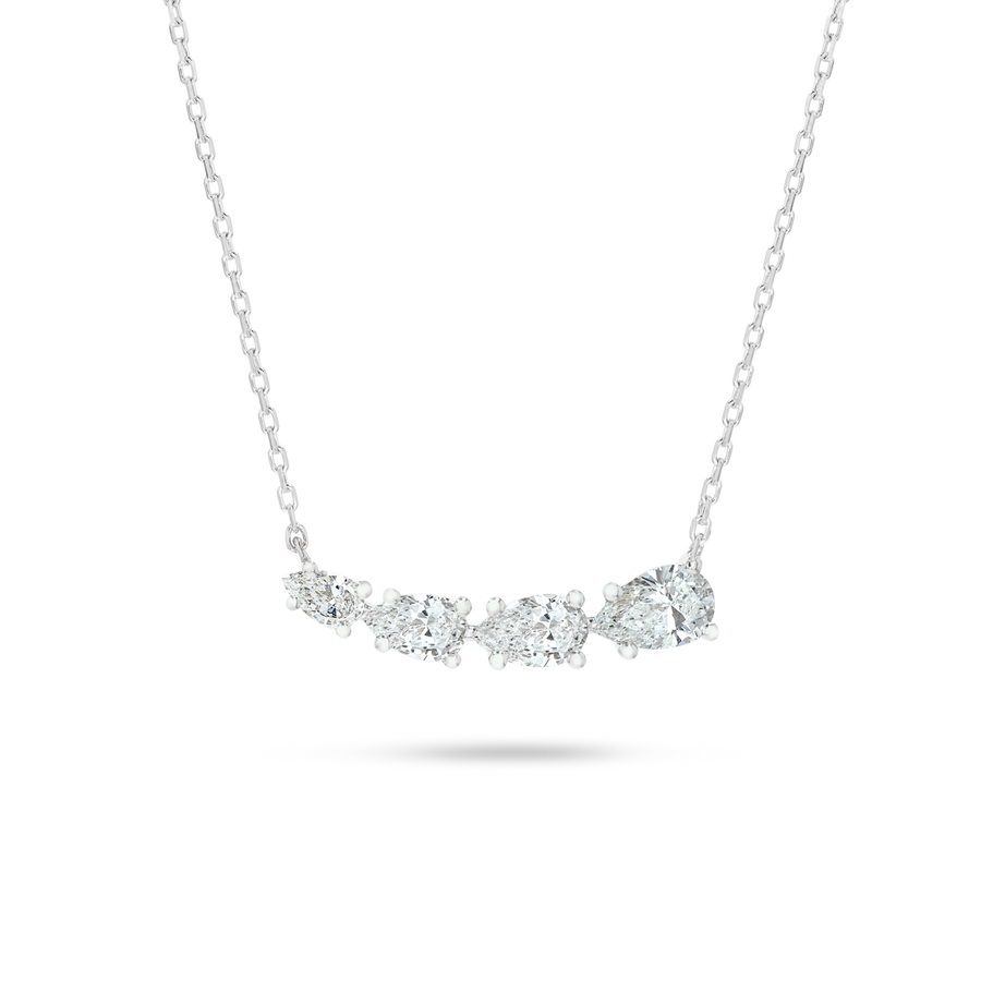 Pear Natural Diamond Wing Pendant White Gold