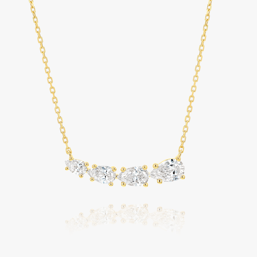 Pear Natural Diamond Wing Pendant Yellow Gold