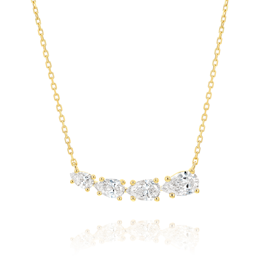 Pear Natural Diamond Wing Pendant Yellow Gold