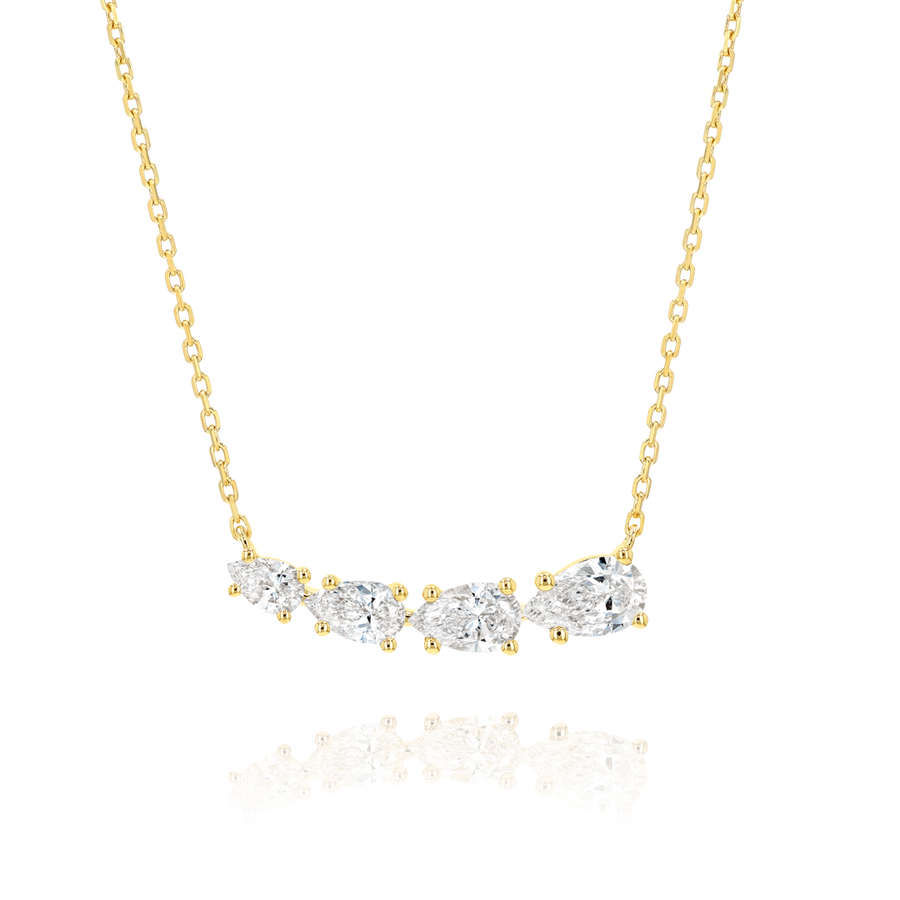 Pear Natural Diamond Wing Pendant Yellow Gold