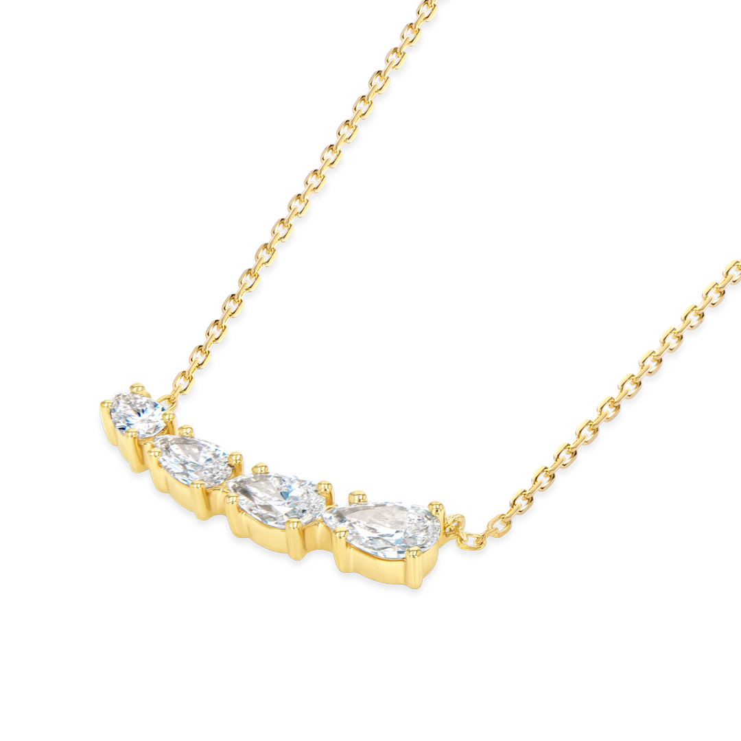 Pear Natural Diamond Wing Pendant Yellow Gold