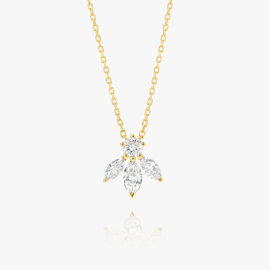 Pixie Wing Natural Diamond Pendant Yellow Gold