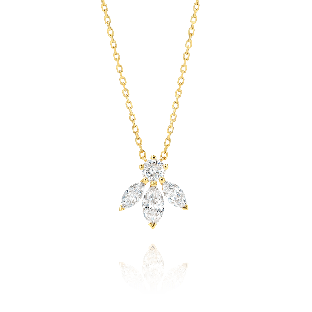 Pixie Wing Natural Diamond Pendant Yellow Gold