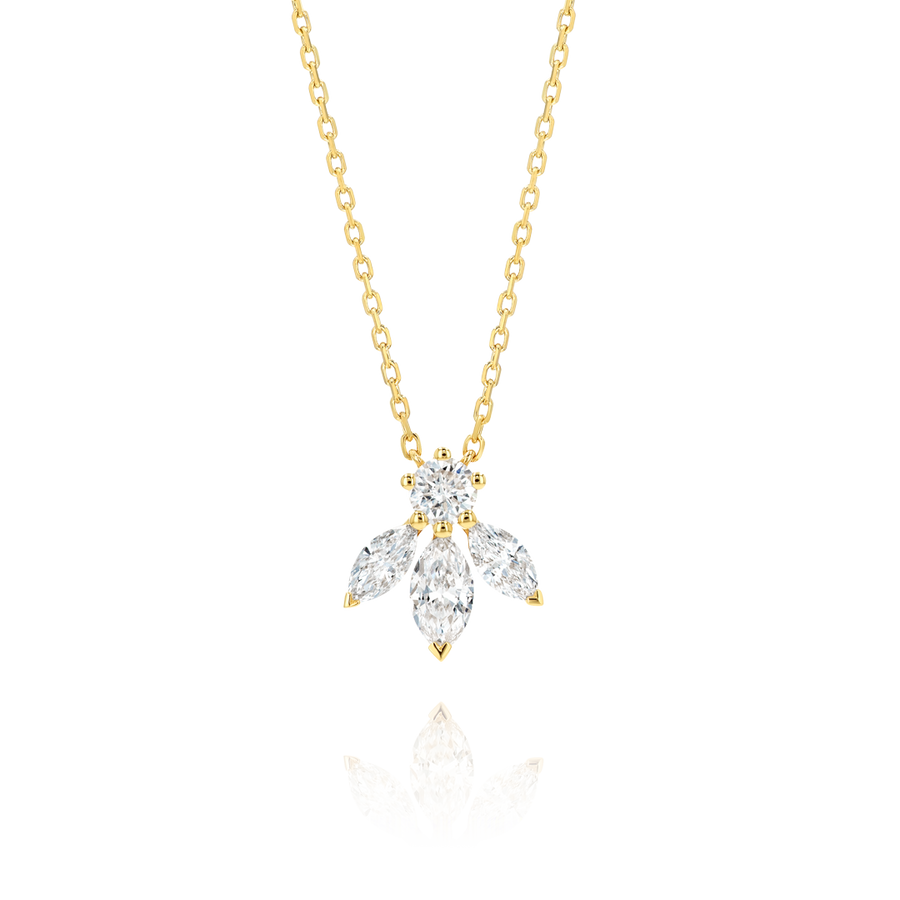 Pixie Wing Natural Diamond Pendant Yellow Gold