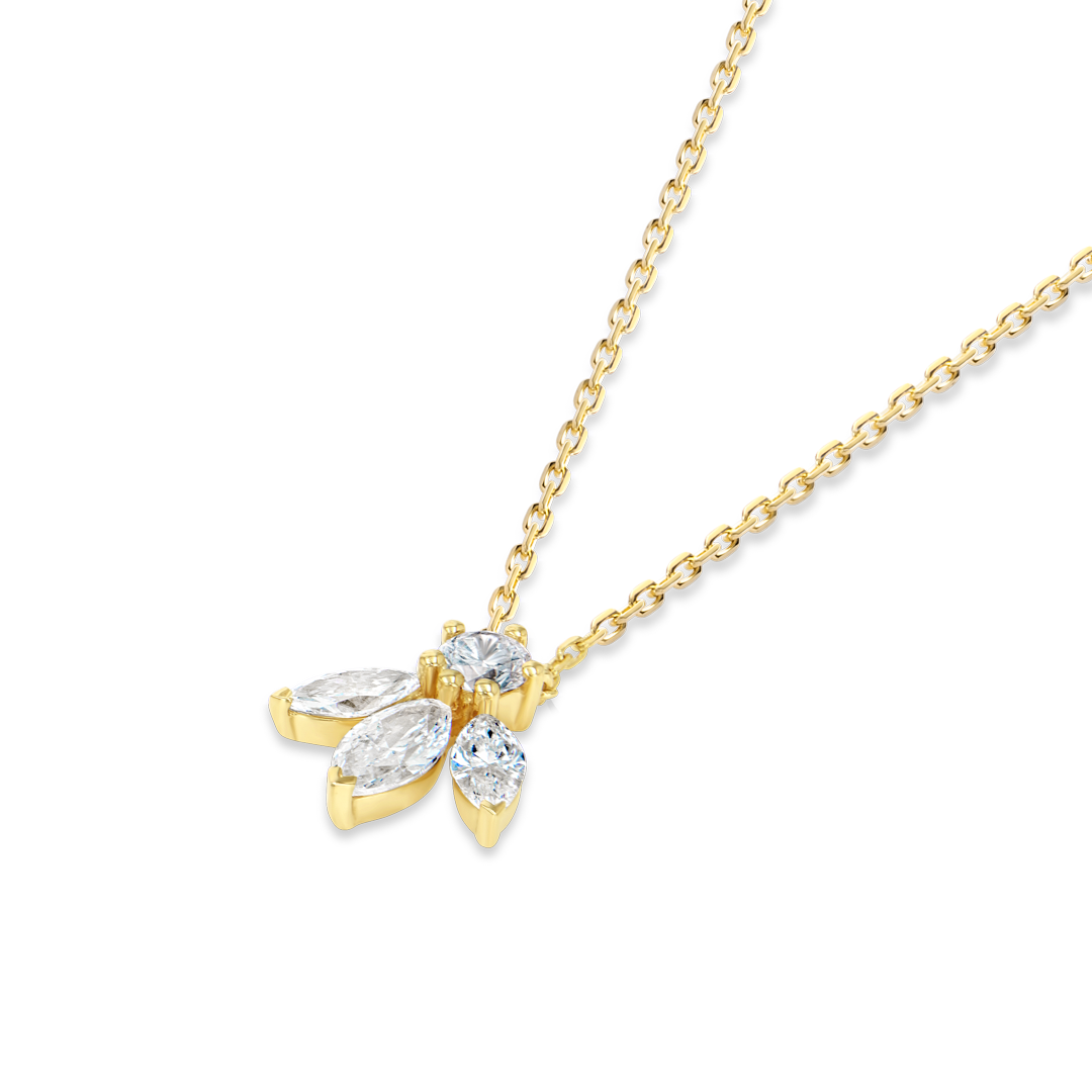 Pixie Wing Natural Diamond Pendant Yellow Gold