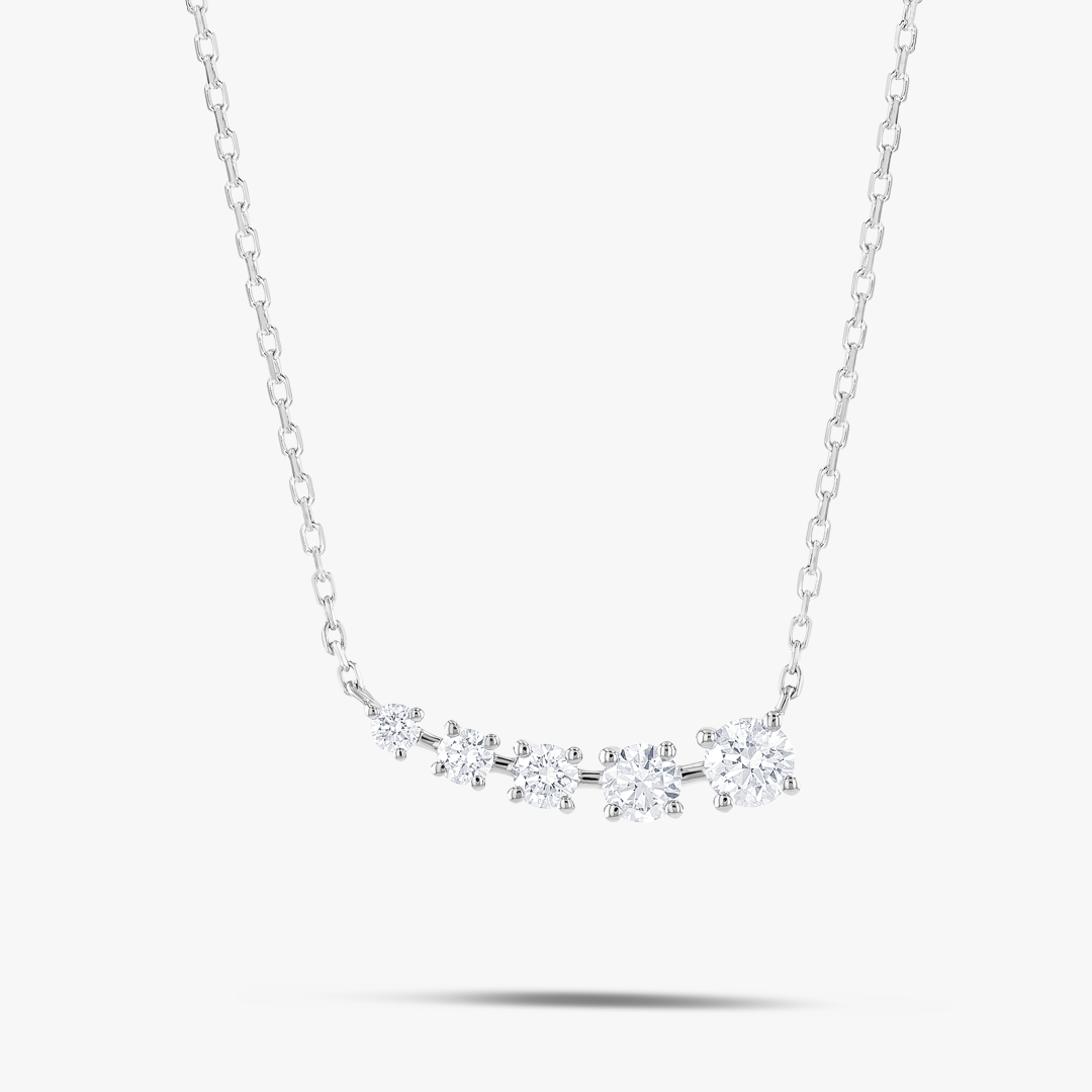 Round Natural Diamond Wing Pendant White Gold