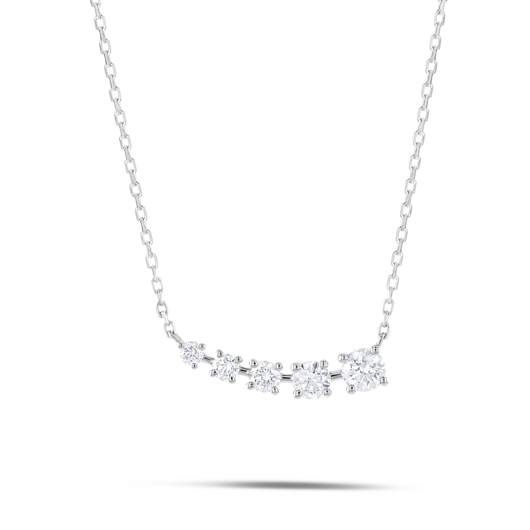 Round Natural Diamond Wing Pendant White Gold
