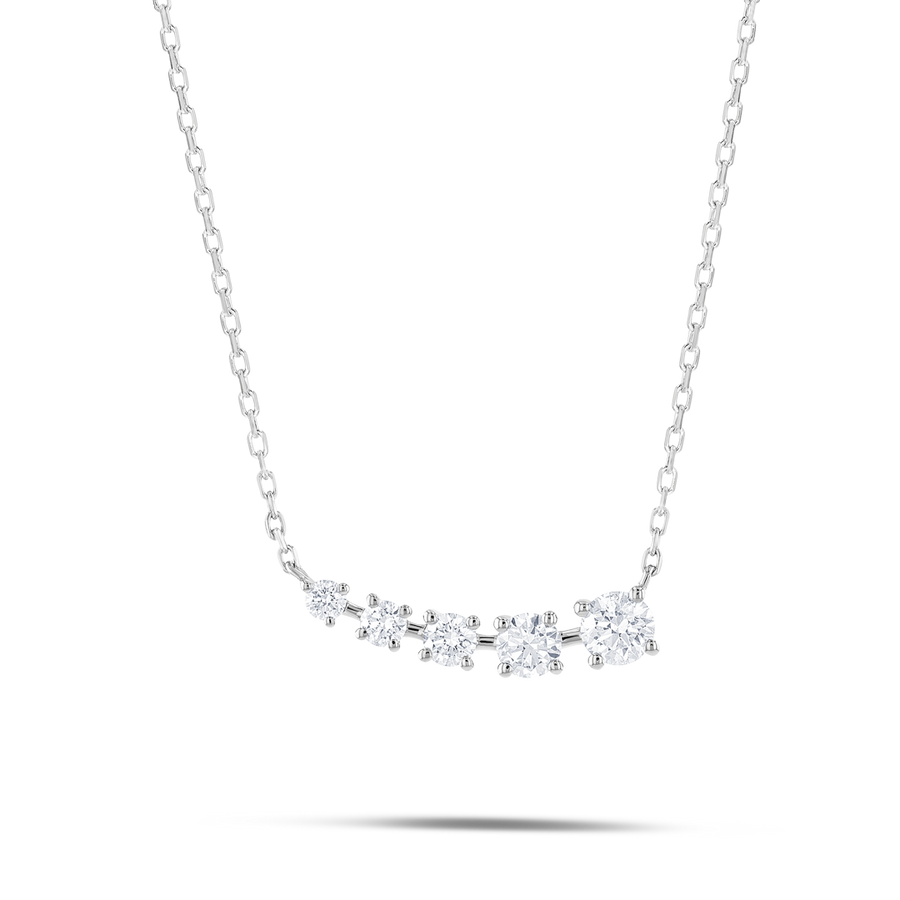 Round Natural Diamond Wing Pendant White Gold