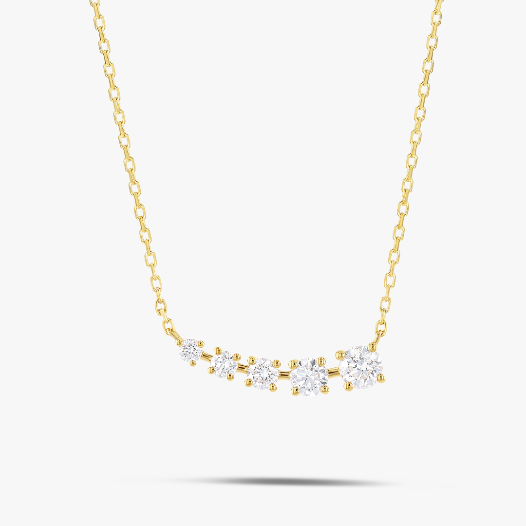 Round Natural Diamond Wing Pendant Yellow Gold