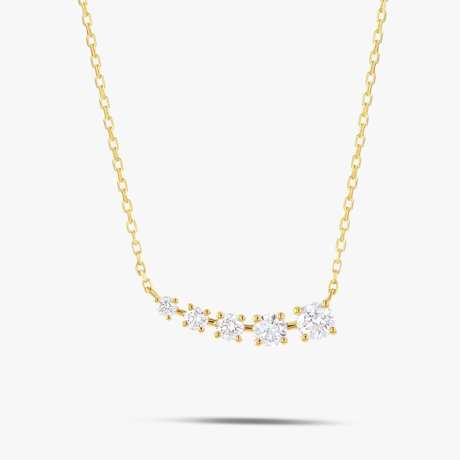 Round Natural Diamond Wing Pendant Yellow Gold