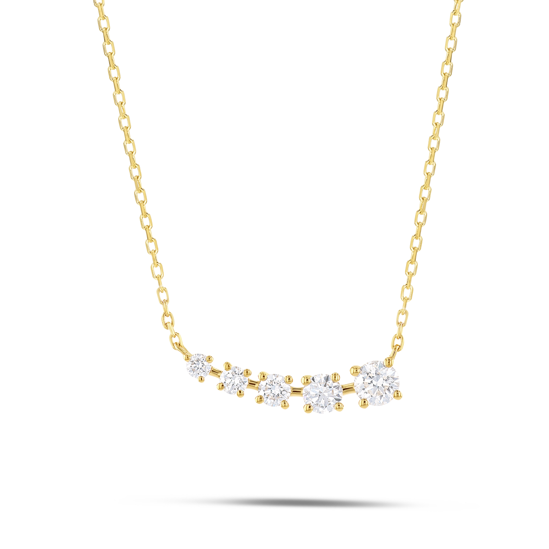 Round Natural Diamond Wing Pendant Yellow Gold