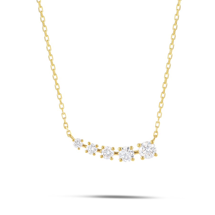 Round Natural Diamond Wing Pendant Yellow Gold