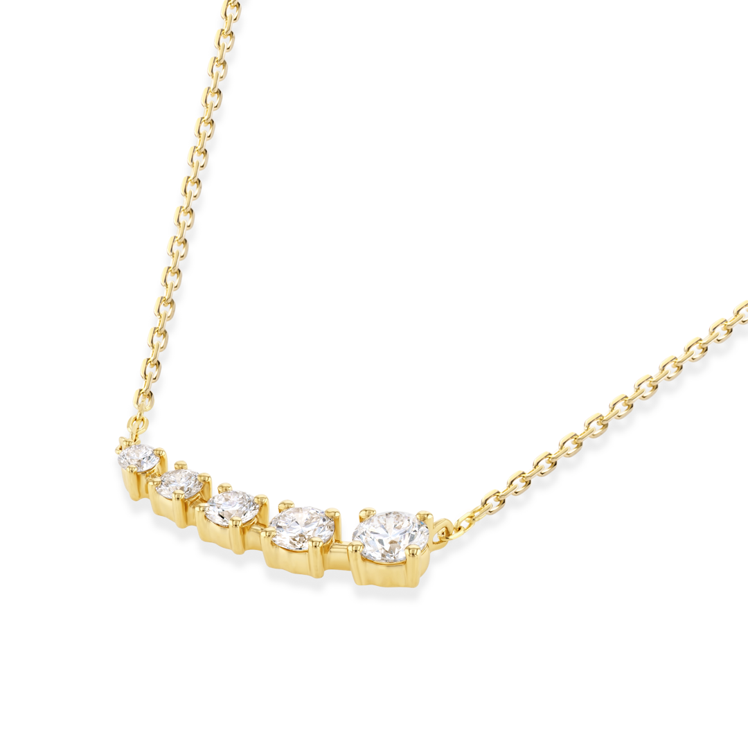 Round Natural Diamond Wing Pendant Yellow Gold