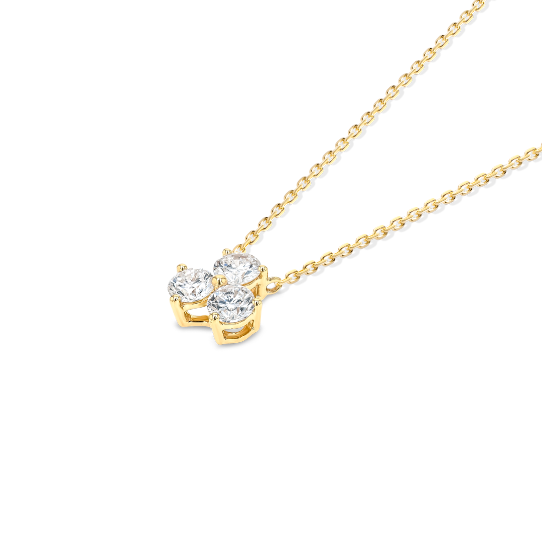 Natural Diamond Cluster Pendant Yellow Gold