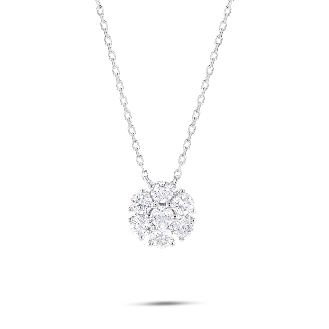 Lab-Grown Diamond Flower Pendant White Gold
