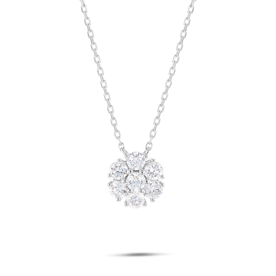 Lab-Grown Diamond Flower Pendant White Gold