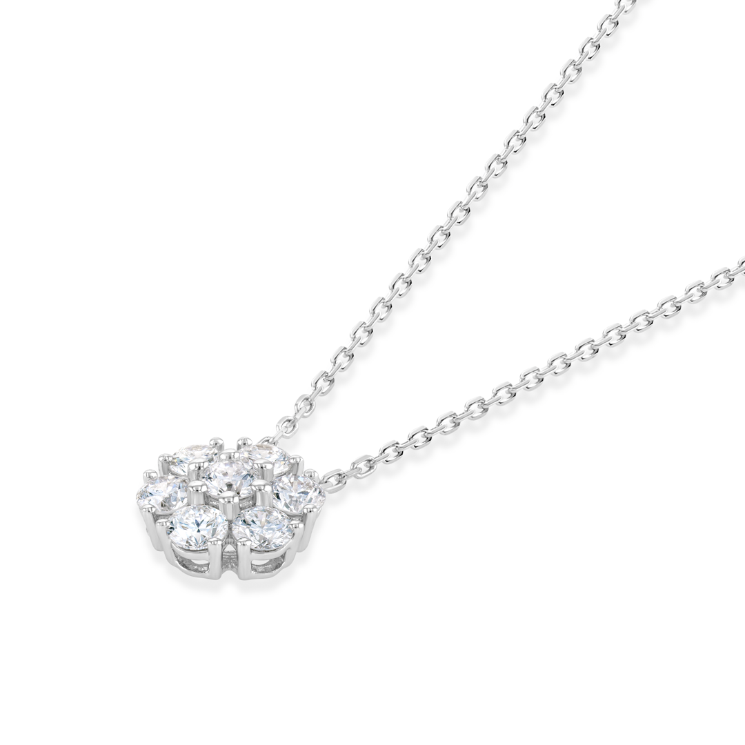 Lab-Grown Diamond Flower Pendant White Gold