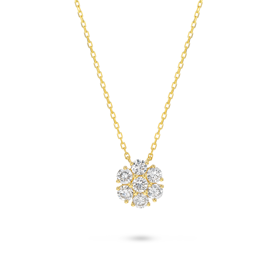 Lab-Grown Diamond Flower Pendant Yellow Gold