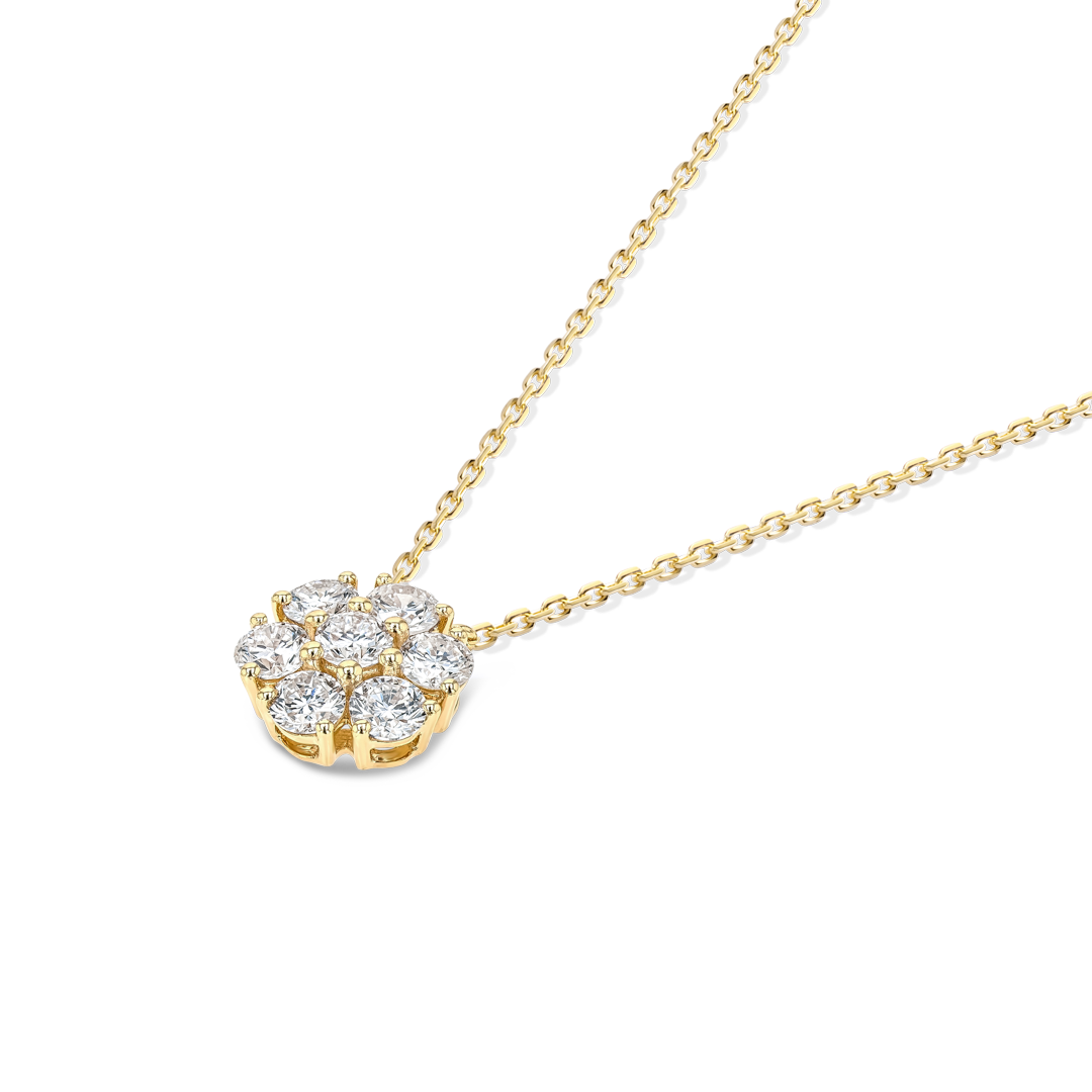Lab-Grown Diamond Flower Pendant Yellow Gold