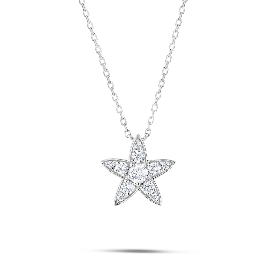 Natural Diamond Star Pendant White Gold