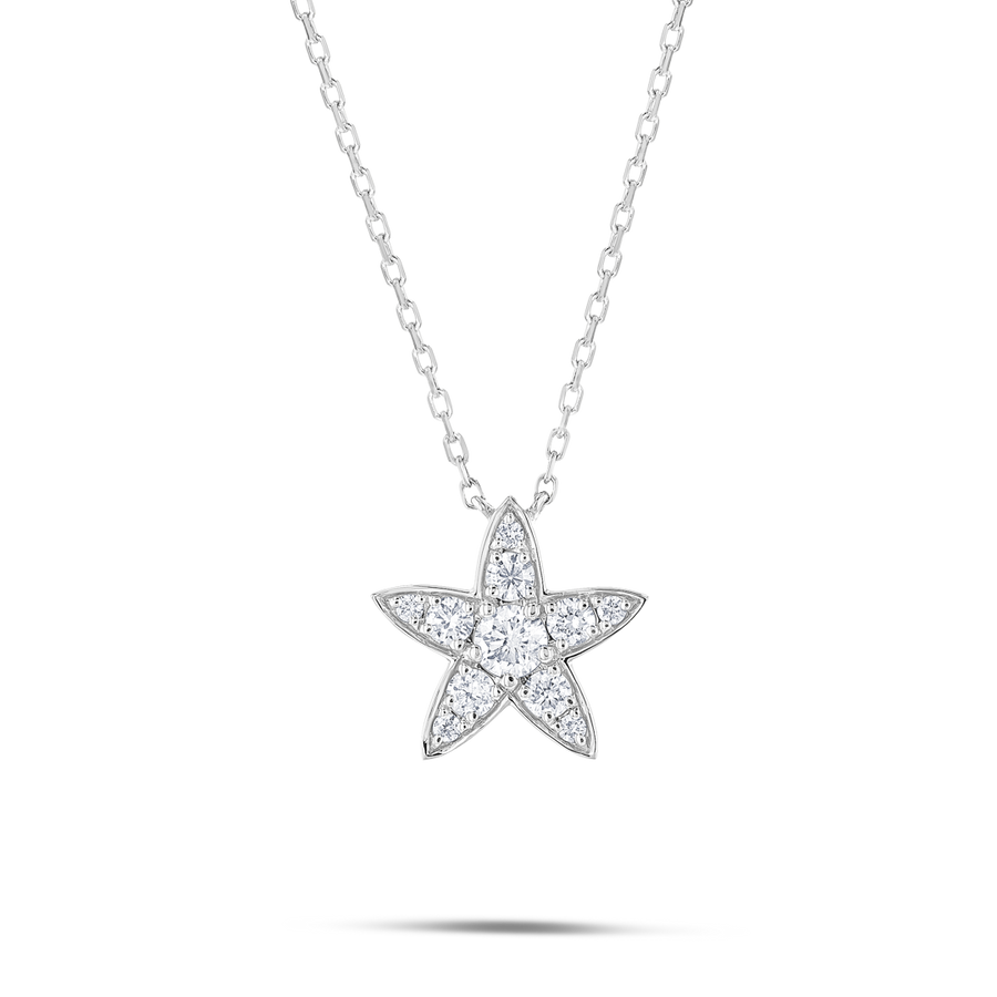 Natural Diamond Star Pendant White Gold