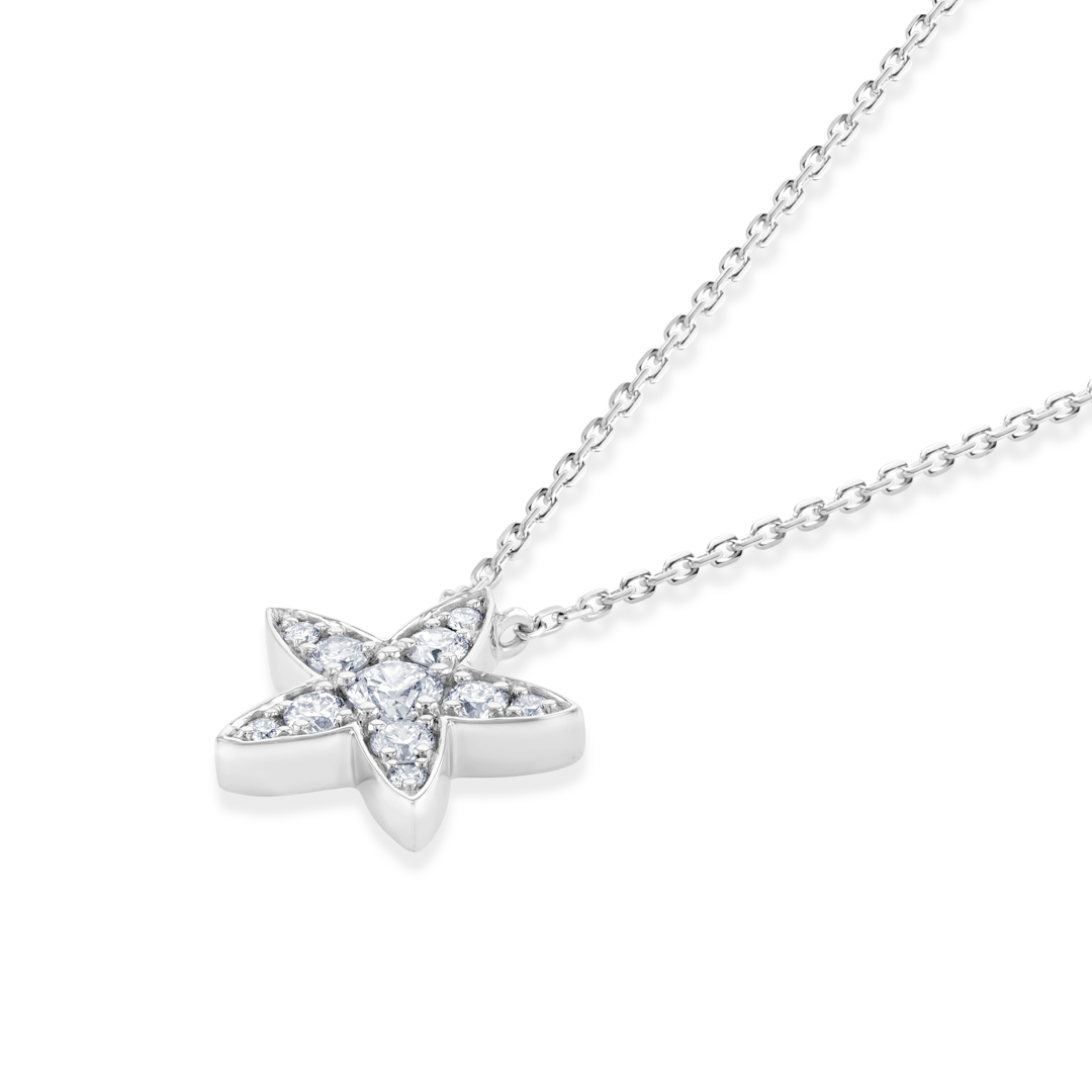 Natural Diamond Star Pendant White Gold