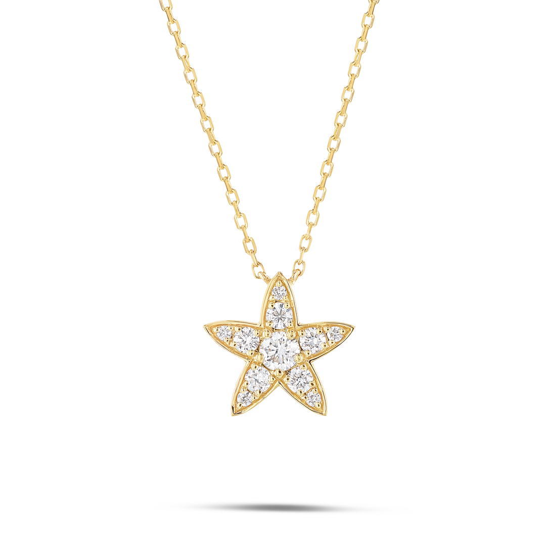 Natural Diamond Star Pendant Yellow Gold