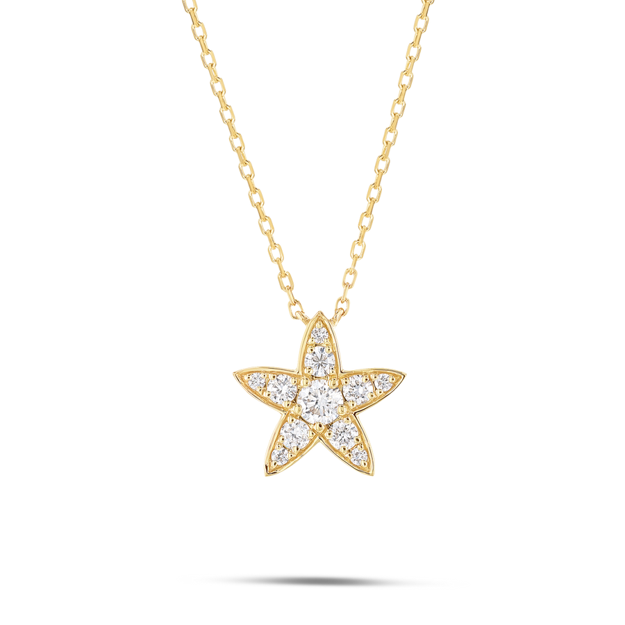 Natural Diamond Star Pendant Yellow Gold