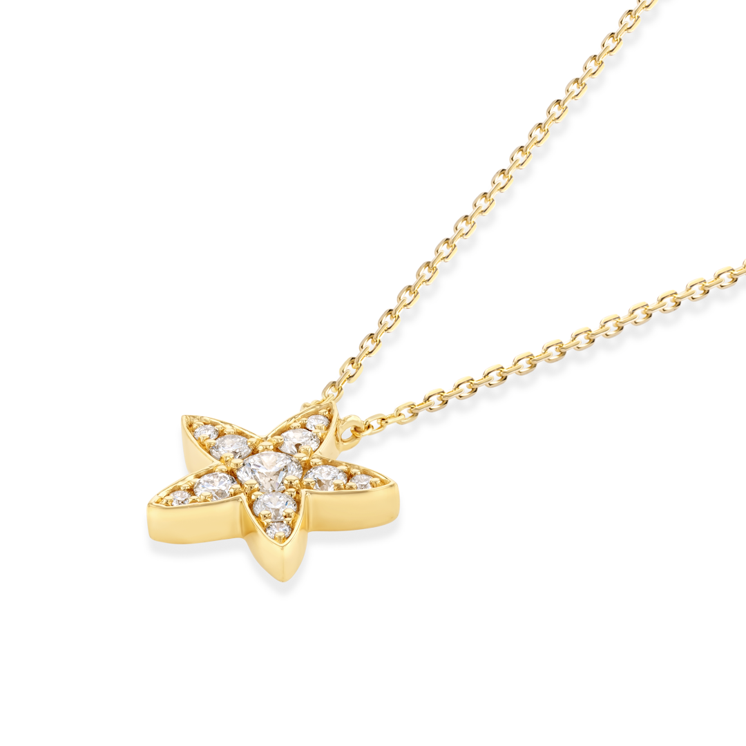 Natural Diamond Star Pendant Yellow Gold