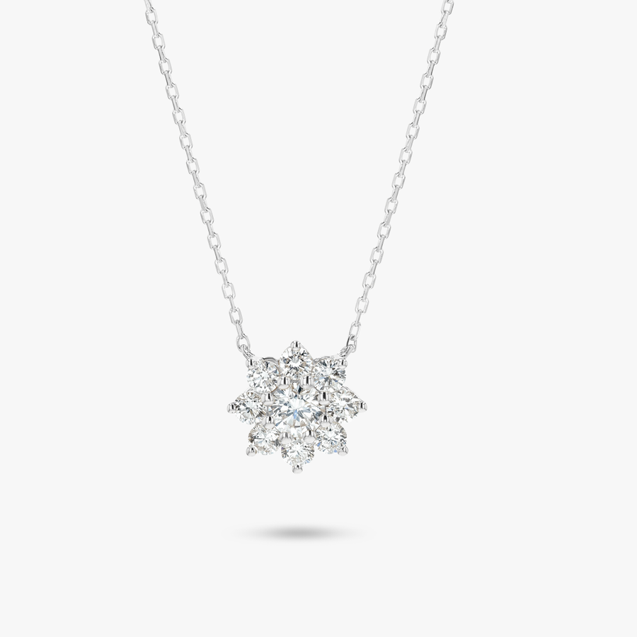Flower Petal Natural Diamond Pendant White Gold