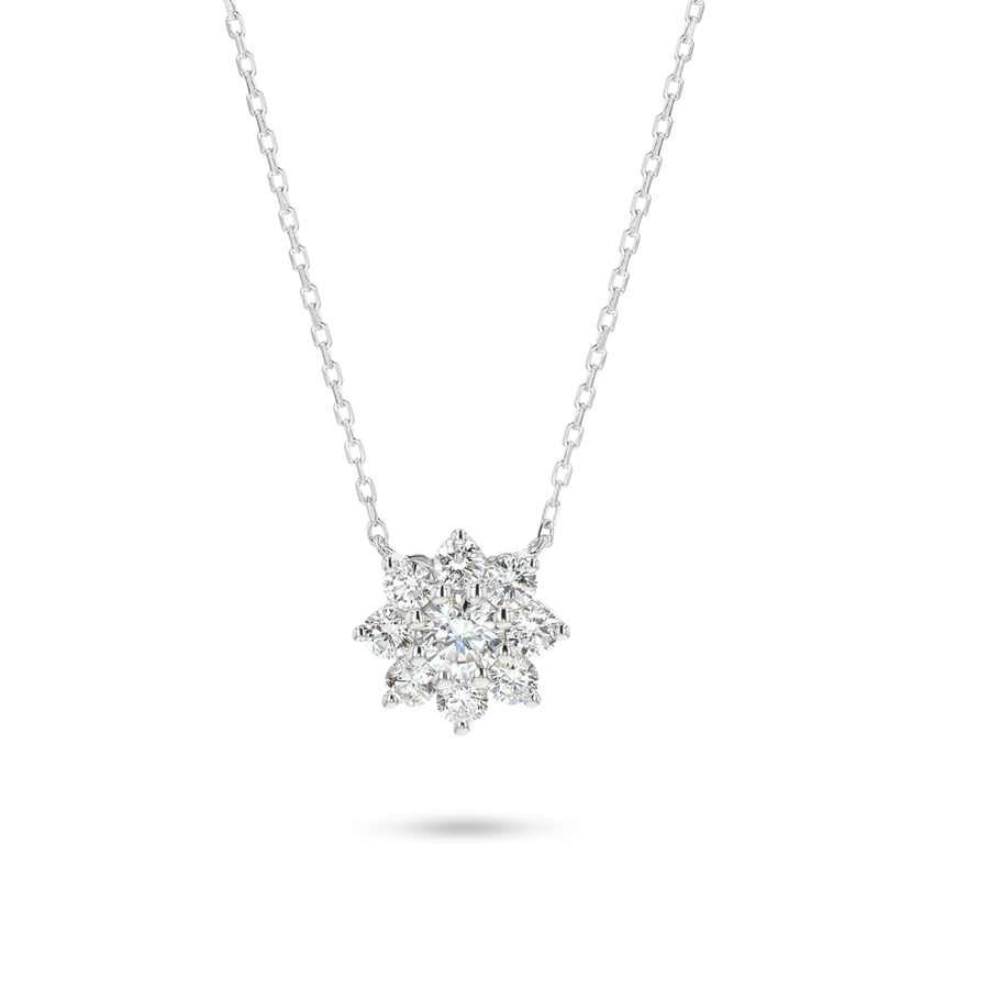 Flower Petal Natural Diamond Pendant White Gold