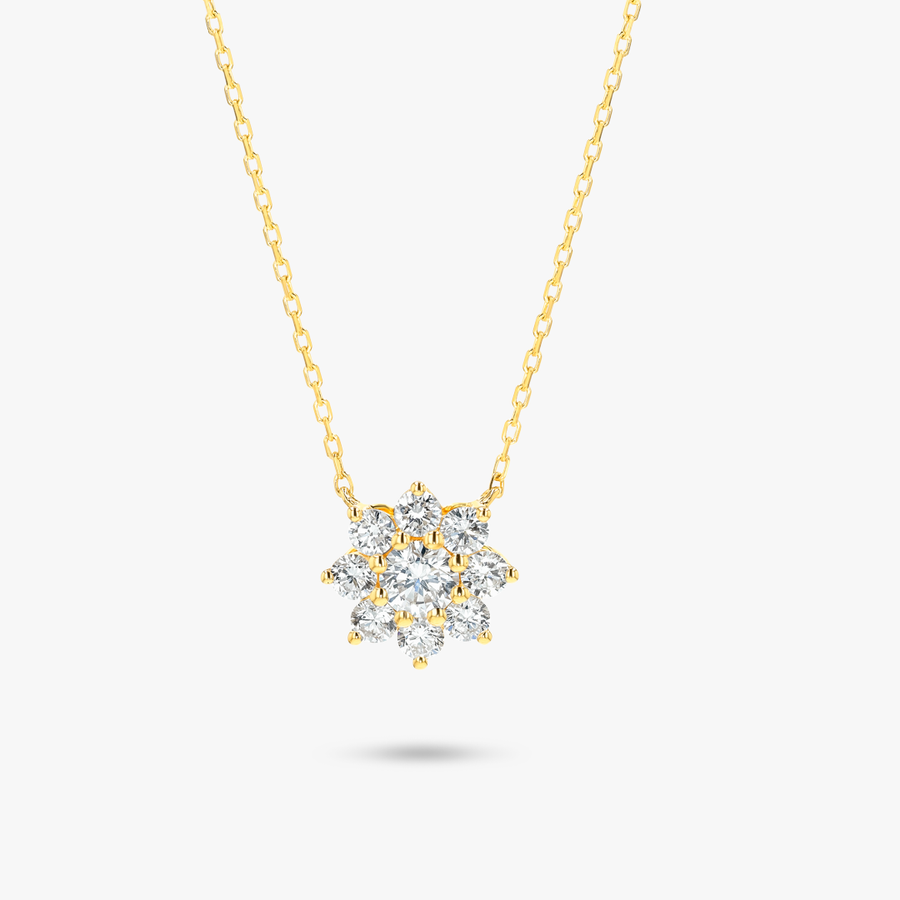 Flower Petal Natural Diamond Pendant Yellow Gold