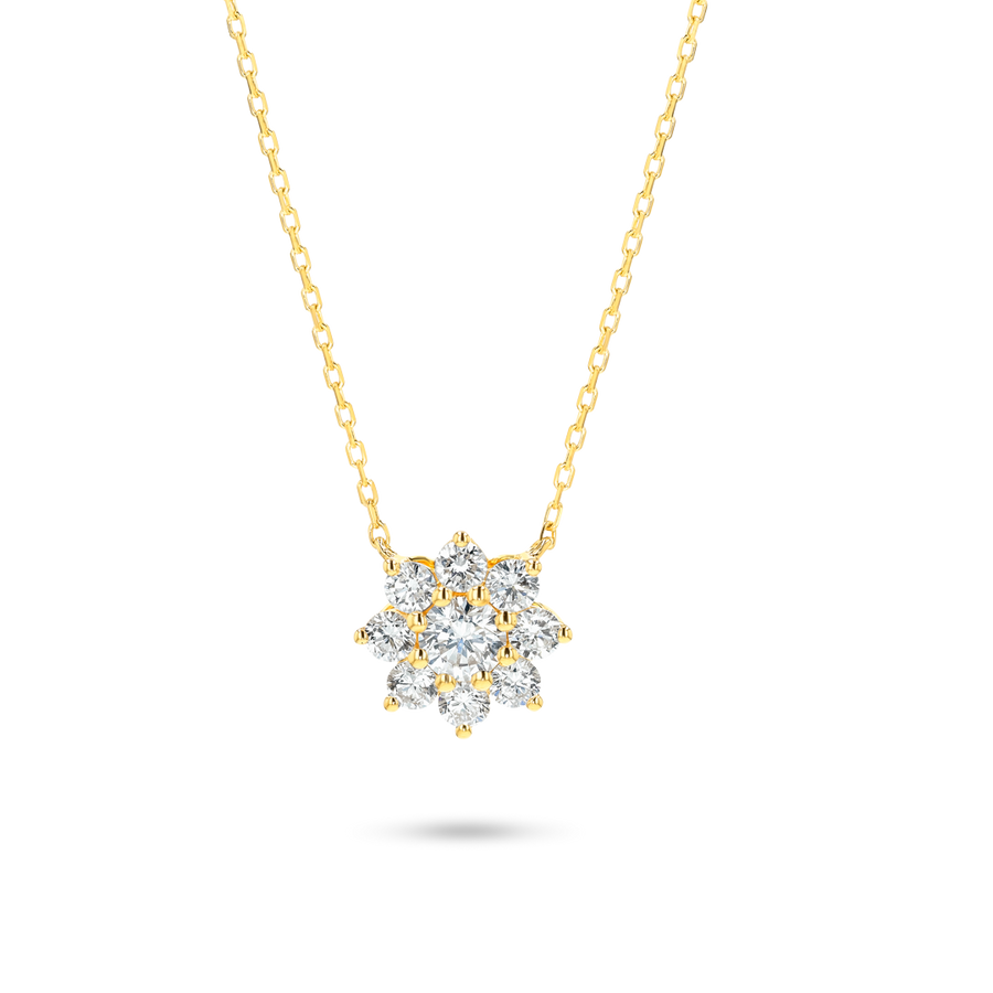 Flower Petal Natural Diamond Pendant Yellow Gold