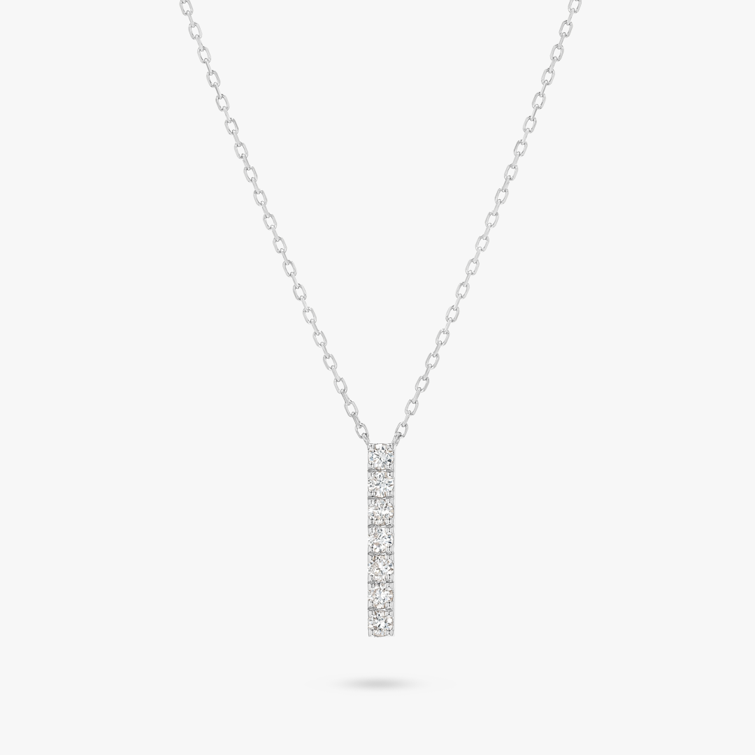 Lab-Grown Diamond Bar Pendant White Gold