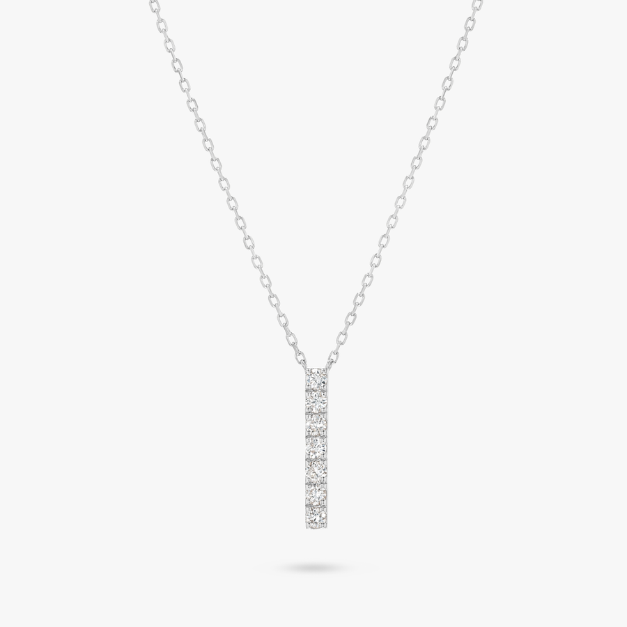 Natural Diamond Bar Pendant White Gold