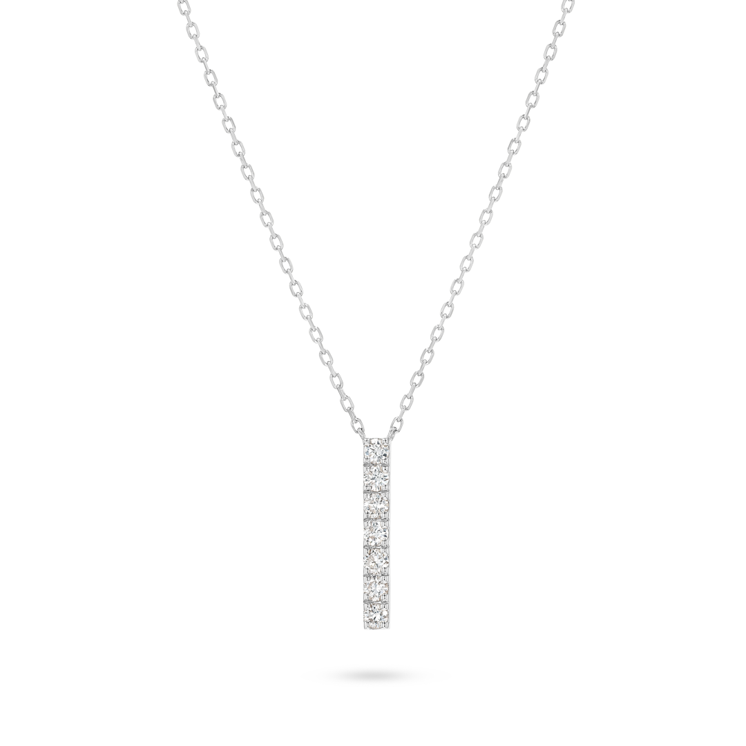 Natural Diamond Bar Pendant White Gold