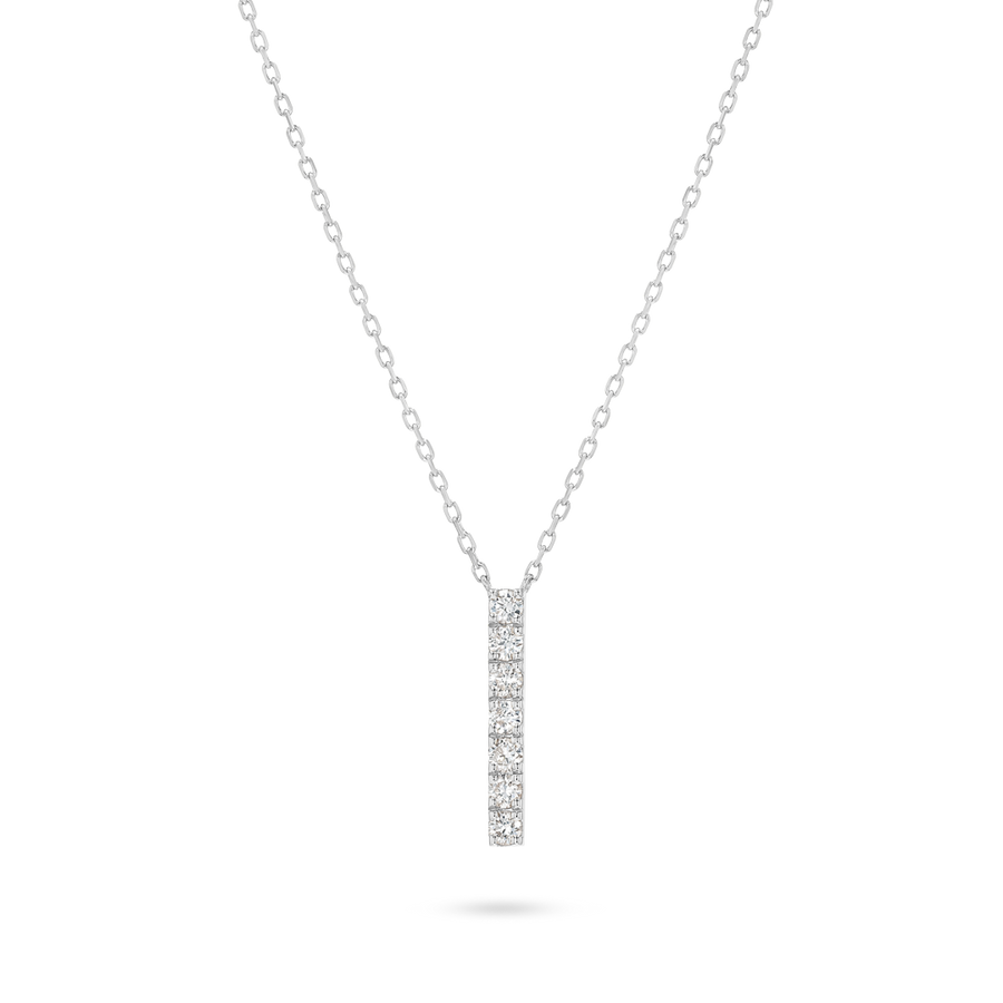 Natural Diamond Bar Pendant White Gold
